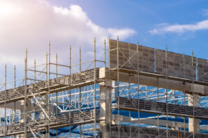 An image of scaffolding on a sunny and clear day.